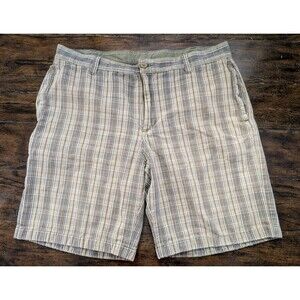 The North Face Men's 40 Plaid Check Tartan Chino Cotton Shorts Khaki Casual
